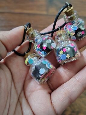 Handmade studio Ghibli soot sprite in a jar necklace bundle of 4